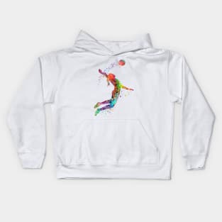 Volleyball Girl Watercolor Painting Art Print Sports Gifts Kids Hoodie